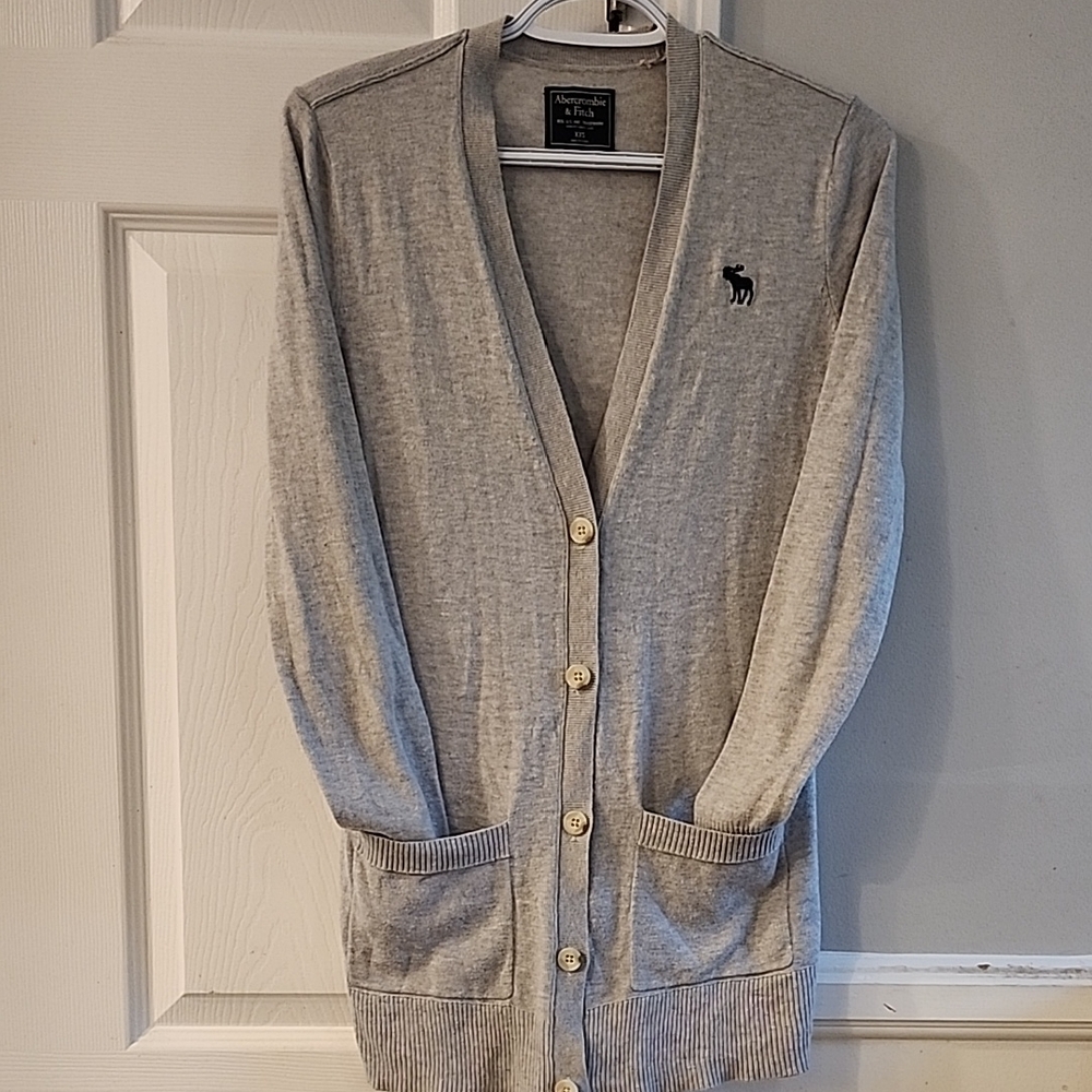 Abercrombie & Fitch Gray Cardigan Sweater